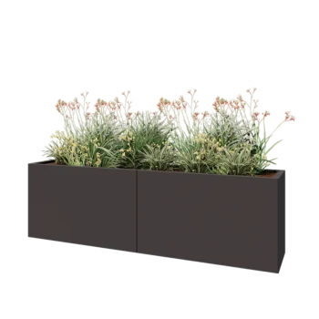 Steel planter XXL - Rectangle - 200 x 40 x 60 cm - RAL7016 matt (anthracite grey) - With bottom plate
