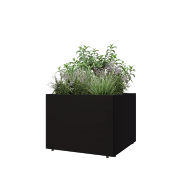 Steel planter - Square - 80 x 80 x 60 cm - RAL9005 matt (black) - With bottom plate - With legs