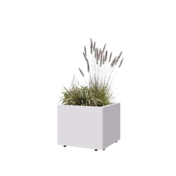Steel planter - Square - 50 x 50 x 40 cm - RAL9005 matt (white) - With bottom plate - With legs