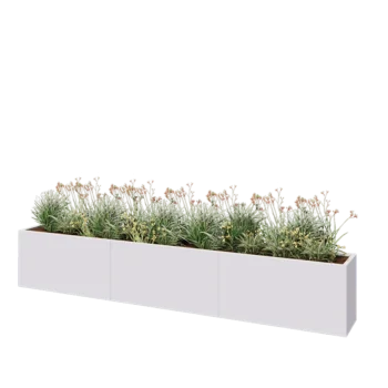 Steel planter XXL - Rectangle - 360 x 40 x 60 cm - RAL9005 matt (white) - With bottom plate