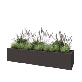 Steel planter XXL - Rectangle - 200 x 50 x 40 cm - RAL7016 matt (anthracite grey) - With bottom plate