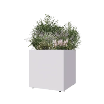 Steel planter - Square - 70 x 70 x 70 cm - RAL9005 matt (white) - With bottom plate - With legs