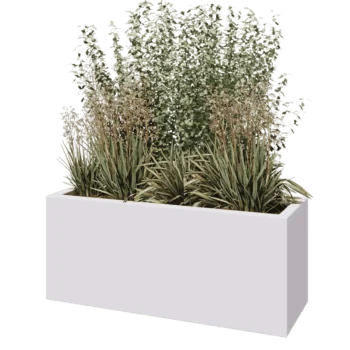 Fibreglass planter - Rectangle - 120 x 40 x 50 cm - RAL9010 matt (white) - With bottom