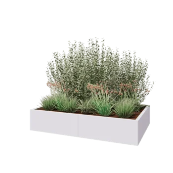 Steel planter XXL - Rectangle - 160 x 100 x 30 cm - RAL9005 matt (white) - With bottom plate