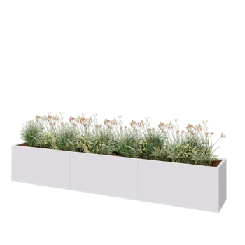 Steel planter XXL - Rectangle - 360 x 50 x 60 cm - RAL9005 matt (white) - With bottom plate