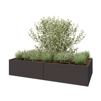 Steel planter XXL - Rectangle - 200 x 100 x 40 cm - RAL7016 matt (anthracite grey) - With bottom plate
