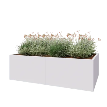 Steel planter XXL - Rectangle - 200 x 120 x 60 cm - RAL9005 matt (white) - With bottom plate