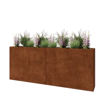 Corten steel planter XXL - Rectangle - 200 x 30 x 80 cm - With bottom plate