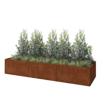 Corten steel planter XXL - Rectangle - 360 x 100 x 60 cm - With bottom plate