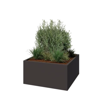 Steel planter - Square - 100 x 100 x 50 cm - Other RAL colour - With bottom plate