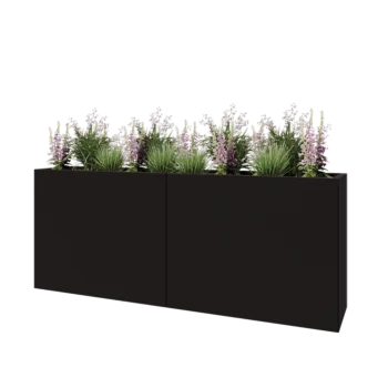 Steel planter XXL - Rectangle - 200 x 40 x 80 cm - RAL9005 matt (black) - With bottom plate