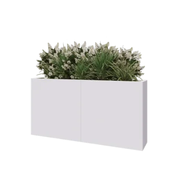 Steel planter XXL - Rectangle - 160 x 30 x 80 cm - RAL9005 matt (white) - With bottom plate