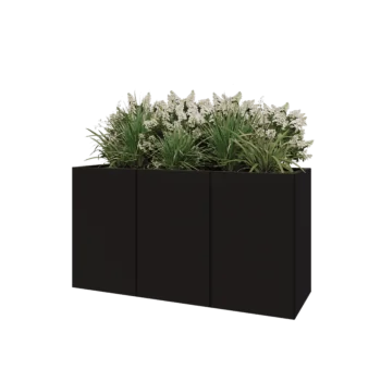 Steel planter XXL - Rectangle - 150 x 50 x 80 cm - RAL9005 matt (black) - With bottom plate