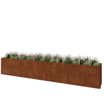 Corten steel planter XXL - Rectangle - 480 x 60 x 80 cm - Without bottom plate