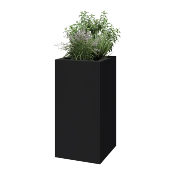 Fibreglass planter - Square - 50 x 50 x 100 cm - RAL7021 matt (black grey) - With bottom
