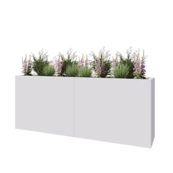 Steel planter XXL - Rectangle - 200 x 40 x 80 cm - RAL9005 matt (white) - With bottom plate