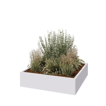 Steel planter - Square - 120 x 120 x 30 cm - RAL9005 matt (white) - Without bottom plate