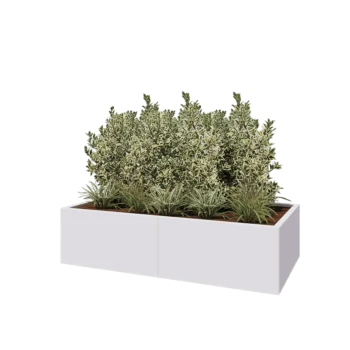 Steel planter XXL - Rectangle - 160 x 80 x 40 cm - RAL9005 matt (white) - Without bottom plate