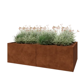Corten steel planter XXL - Rectangle - 200 x 80 x 60 cm - With bottom plate