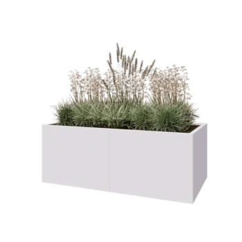 Steel planter XXL - Rectangle - 160 x 80 x 60 cm - RAL9005 matt (white) - With bottom plate