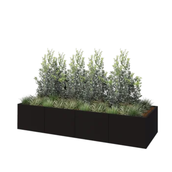 Steel planter XXL - Rectangle - 320 x 100 x 60 cm - RAL9005 matt (black) - Without bottom plate
