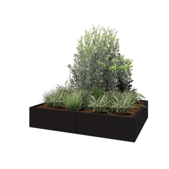 Steel planter XXL - Rectangle - 160 x 120 x 30 cm - RAL9005 matt (black) - Without bottom plate