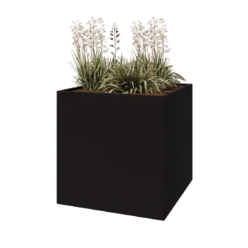 Steel planter - Square - 100 x 100 x 100 cm - RAL9005 matt (black) - With bottom plate