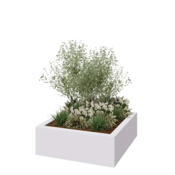 Fibreglass planter - Square - 120 x 120 x 40 cm - RAL9010 matt (white) - With bottom