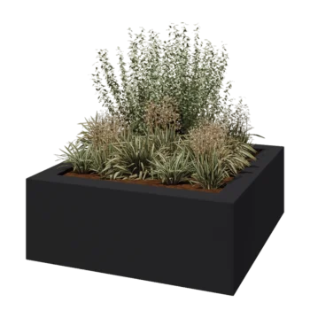 Fibreglass planter - Square - 160 x 160 x 60 cm - RAL7021 matt (black grey) - With bottom