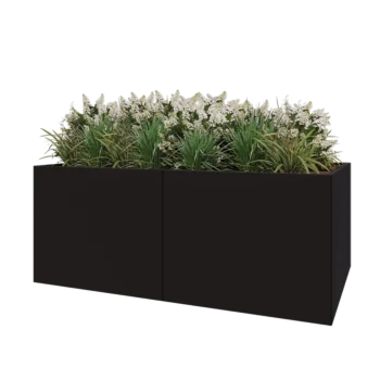 Steel planter XXL - Rectangle - 200 x 120 x 80 cm - RAL9005 matt (black) - Without bottom plate