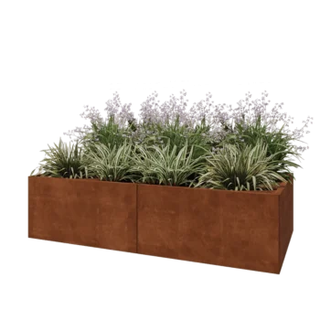 Corten steel planter XXL - Rectangle - 200 x 100 x 50 cm - With bottom plate