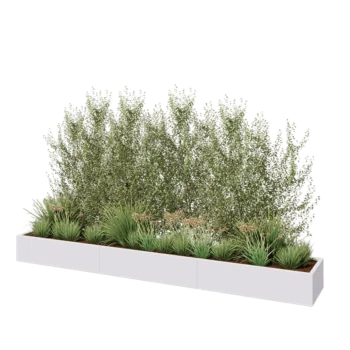 Steel planter XXL - Rectangle - 360 x 50 x 30 cm - RAL9005 matt (white) - With bottom plate