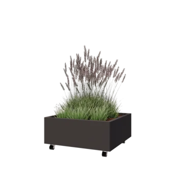 Steel planter - Square - 80 x 80 x 30 cm - RAL7016 matt (anthracite grey) - With bottom plate - With wheels