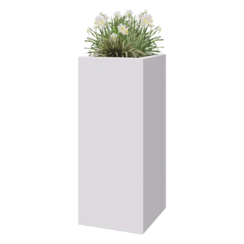Fibreglass planter - Square - 50 x 50 x 120 cm - RAL9010 matt (white) - With bottom