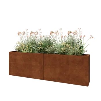 Corten steel planter XXL - Rectangle - 200 x 30 x 60 cm - With bottom plate