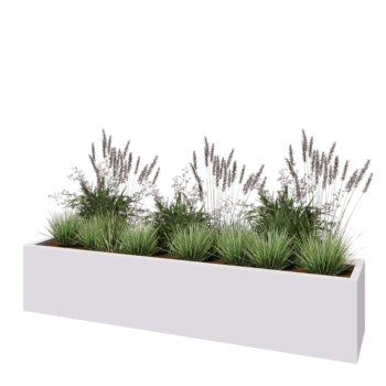 Fibreglass planter - Rectangle - 200 x 40 x 40 cm - RAL9010 matt (white) - With bottom