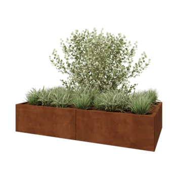 Corten steel planter XXL - Rectangle - 200 x 100 x 40 cm - Without bottom plate