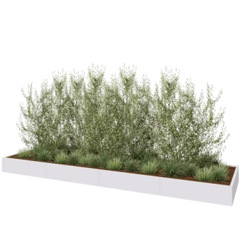 Steel planter XXL - Rectangle - 480 x 120 x 30 cm - RAL9005 matt (white) - Without bottom plate