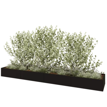 Steel planter XXL - Rectangle - 480 x 80 x 40 cm - RAL9005 matt (black) - With bottom plate