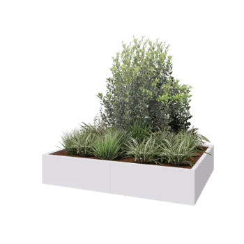 Steel planter XXL - Rectangle - 160 x 120 x 30 cm - RAL9005 matt (white) - Without bottom plate