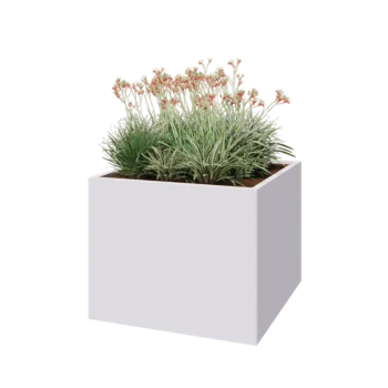 Steel planter - Square - 100 x 100 x 80 cm - RAL9005 matt (white) - With bottom plate
