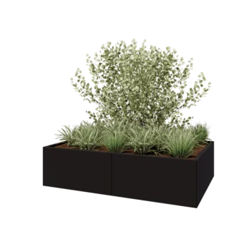 Steel planter XXL - Rectangle - 160 x 100 x 40 cm - RAL9005 matt (black) - With bottom plate