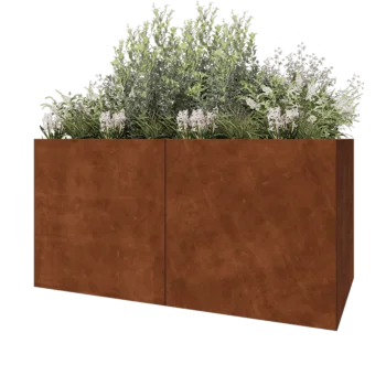 Corten steel planter XXL - Rectangle - 200 x 100 x 100 cm - With bottom plate