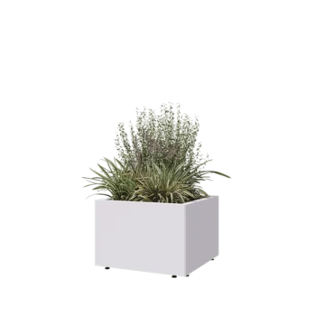 Steel planter - Square - 60 x 60 x 40 cm - RAL9005 matt (white) - With bottom plate - With legs