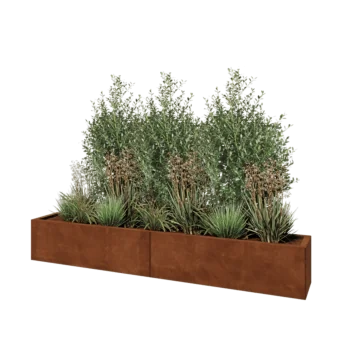 Corten steel planter XXL - Rectangle - 200 x 30 x 30 cm - With bottom plate