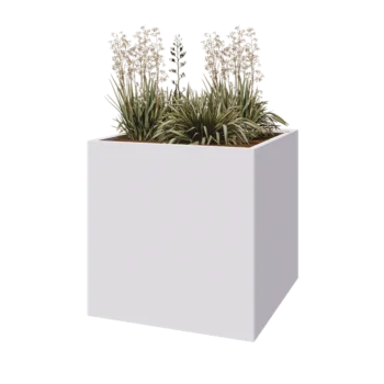 Steel planter - Square - 100 x 100 x 100 cm - RAL9005 matt (white) - With bottom plate