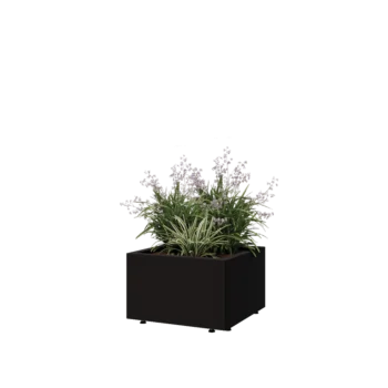 Steel planter - Square - 50 x 50 x 30 cm - RAL9005 matt (black) - With bottom plate - With legs
