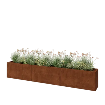 Corten steel planter XXL - Rectangle - 360 x 40 x 60 cm - With bottom plate