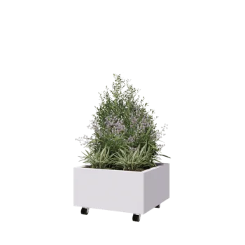 Steel planter - Square - 60 x 60 x 30 cm - RAL9005 matt (white) - With bottom plate - With wheels