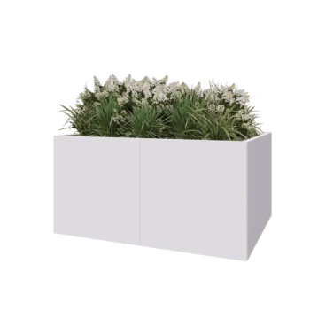 Steel planter XXL - Rectangle - 160 x 120 x 80 cm - RAL9005 matt (white) - With bottom plate